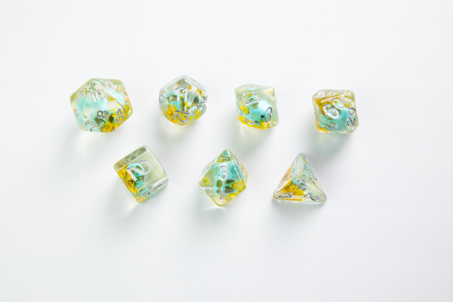 DICE Embraced Green Skull RPG Dice Set 7pcs