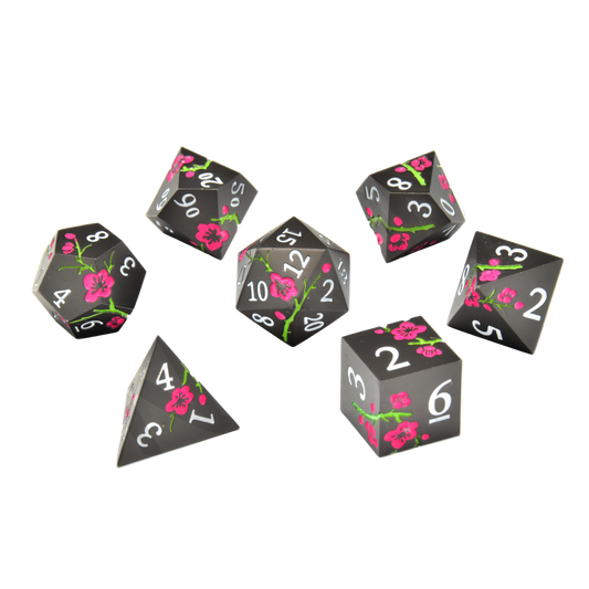 Nighttime Blossom Metal RPG Dice Set