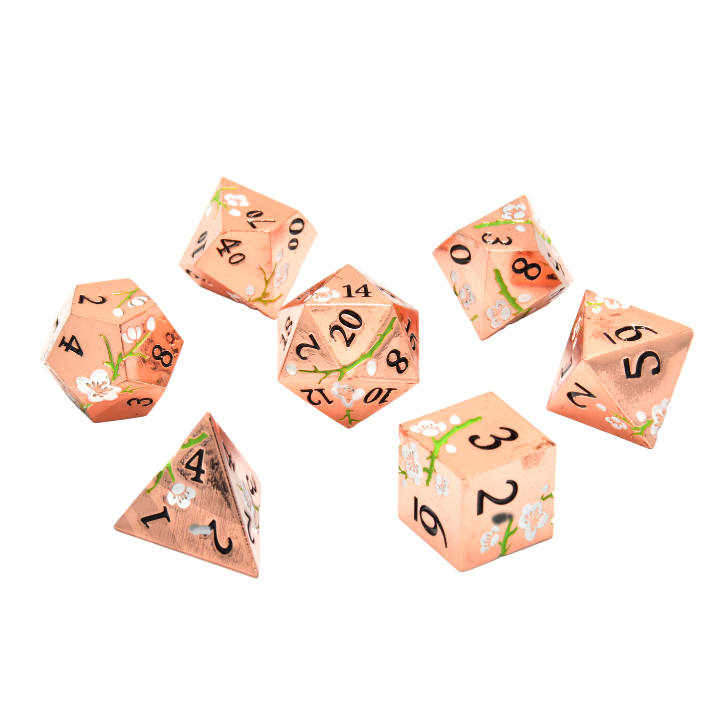 Pink Blossom Metal RPG Dice Set
