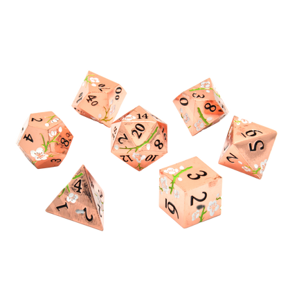 Pink Blossom Metal RPG Dice Set