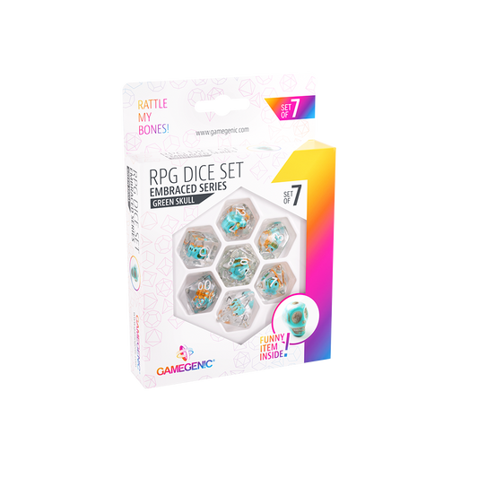 DICE Embraced Green Skull RPG Dice Set 7pcs