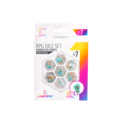 DICE Embraced Green Skull RPG Dice Set 7pcs