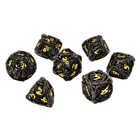 Soulreaper Gold Hollow Metal RPG Dice Set