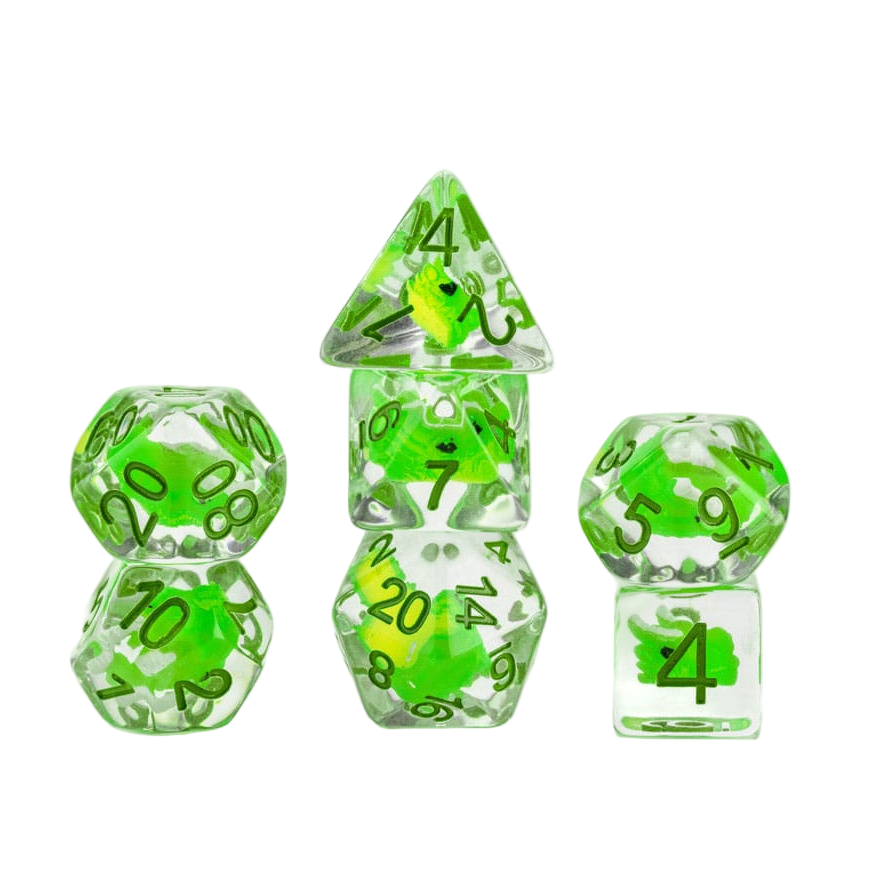 Dragon Storm Inclusion Dice Set Green Dragon (7)